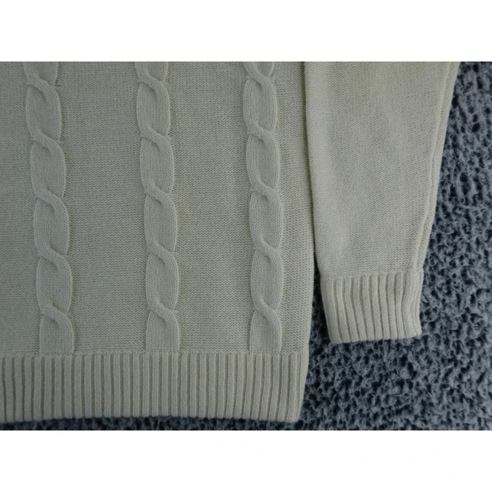 JACK THREADS Cream Cable Knit Crewneck Sweater Size Small‎ Zipper Detail